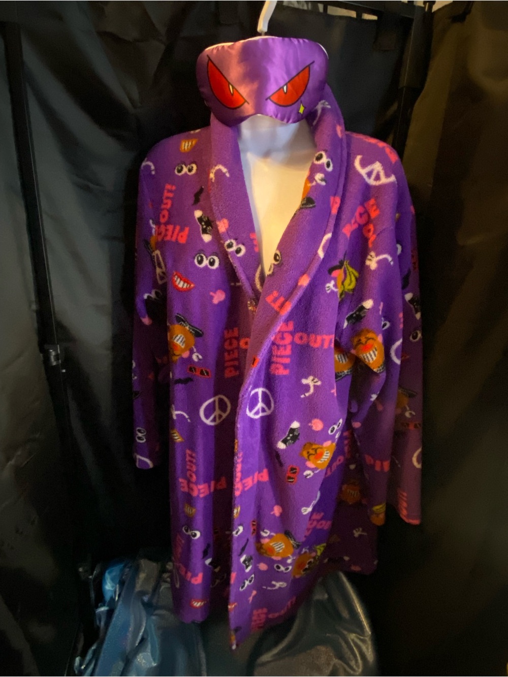 Mr. Potato Head Purple Plush Robe(used) with sleep mask(new) set!